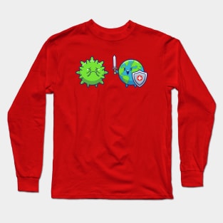 World Fighting Corona Virus Cartoon (2) Long Sleeve T-Shirt